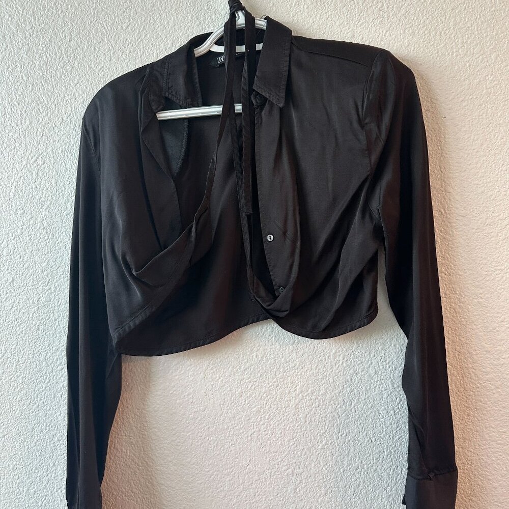 Zara Silky Cropped Long Sleeve